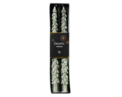 Dinerkaars Kerstboom Wit Mint 25cm 2st