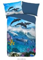 Good Morning Kinderdekbedovertrek "dolfijnen" - Blauw - (140x200/220 cm) - Katoen - thumbnail