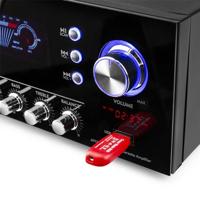 Fenton AV120FM HiFi-stereo-versterker, vermogen: 2 x 60 Watt RMS (8 Ohm), impedantie: 4/8 Ohm, Bluetooth, USB, FM-radio, digitaal, echo/bass/Treble, zwart - thumbnail