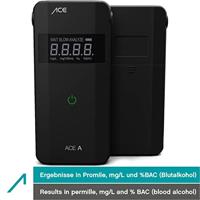ACE A Alcoholtester Zwart 0 tot 4 ‰ Weergave van verschillende eenheden, Alarm, Incl. display, Countdown-functie - thumbnail