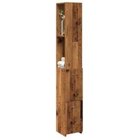 Badkamerkast 25x25x170 cm bewerkt hout oud houtkleurig - thumbnail