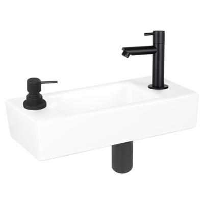 Fonteinset Differnz Sapon Rechts 42.5x18.5x9 cm Geintegreerde Zeepdispenser Keramiek Wit Differnz