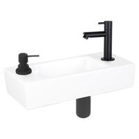 Fonteinset Differnz Sapon Rechts 42.5x18.5x9 cm Geintegreerde Zeepdispenser Keramiek Wit Differnz - thumbnail