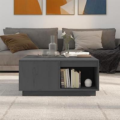 Salontafel 80x81x36,5 cm massief grenenhout grijs