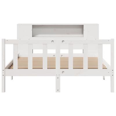 Bed met boekenkast zonder matras grenenhout wit 150x200 cm - thumbnail