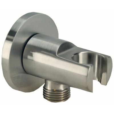 Wiesbaden Wandaansluitbocht met Handdouchehouder - 1/2 Inch - Geborsteld Staal