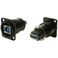 Cliff CP30109 XLRFT USB 3.0 B-A bus zwart metaal geaard Adapter, inbouw 1 stuk(s) - thumbnail