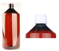 Helios Holland PET medicijnfles 1000ml amber incl witte dop 6 Stuks - thumbnail