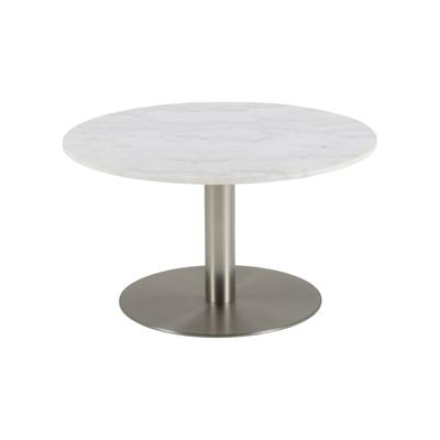 Bendt Ronde Salontafel 'Clement' Ø80cm, Wit Marmer/Chrome, kleur Wit / Chroom