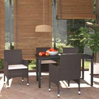 5-delige Tuinset met kussens poly rattan bruin - thumbnail