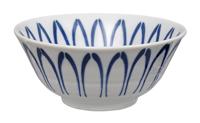 Keramische Kom met Blauwe Patronen - Mixed Bowls - 500ml - 15 x 7cm - thumbnail