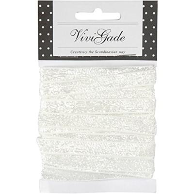 Creotime lint 5 m 10 mm witte glitter Creotime lint 5 m 10 mm witte glitter