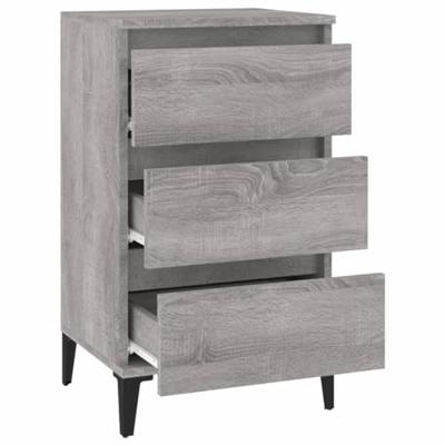 Nachtkastje 40x35x70 cm bewerkt hout grijs sonoma eikenkleurig