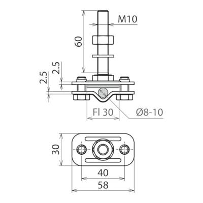 DEHN AK ZS 8.10 FL30 GBM10X60 V4A Aansluitklem 2.7 kA 1 stuk(s)