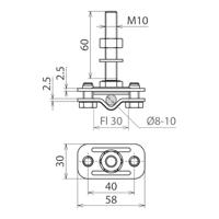 DEHN AK ZS 8.10 FL30 GBM10X60 V4A Aansluitklem 2.7 kA 1 stuk(s) - thumbnail