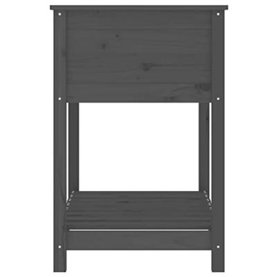 Plantenbak met schap 82,5x54x81 cm massief grenenhout grijs