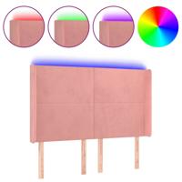 Hoofdbord LED 147x16x118/128 cm fluweel roze - thumbnail