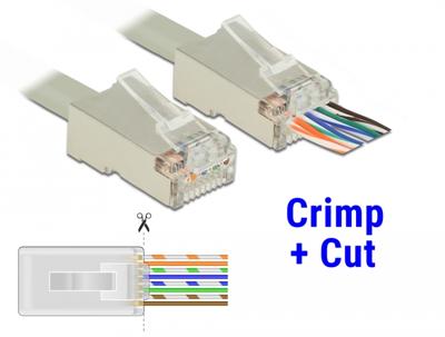 DeLOCK rj45 crimp+cut plug cat.6 stp stekker (transparant, 20 stuks)