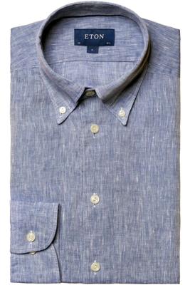 ETON Contemporary Fit Linnen hemd lichtblauw, Effen