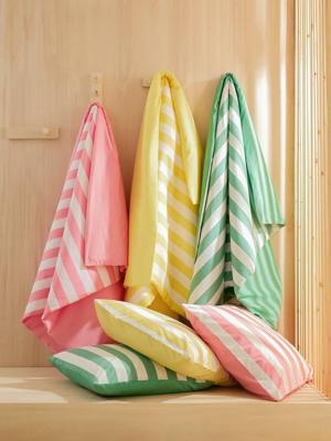 Set dekbedovertrek + kussensloop voor kinderen TRANSAT groen, gestreept