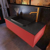 Badkamermeubelset Mondiaz Erin 100 cm met 1 Lade met RIDGE Wastafel Midden Urban met 1 kraangat Greeploos Mat Fire - thumbnail