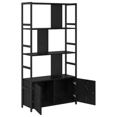 Boekenkast Zwart eiken 80 x 30 x 155,5 cm Bewerkt hout - thumbnail