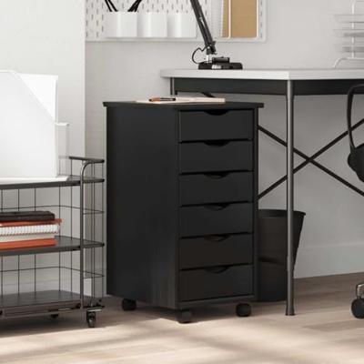 Ladekast MOSS verrijdbaar massief grenenhout zwart