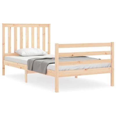 Bedframe met hoofdbord massief hout 100x200 cm