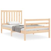 Bedframe met hoofdbord massief hout 100x200 cm - thumbnail