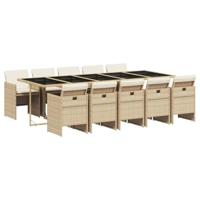 11-delige Tuinset met kussens poly rattan beige - thumbnail