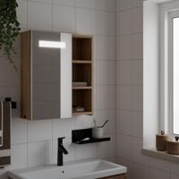 Badkamerkast met spiegel en LED 45x13x52 cm eikenkleurig - thumbnail