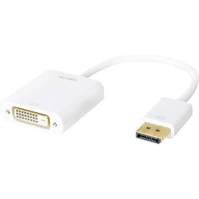 LogiLink CV0058B DisplayPort Adapter [1x DisplayPort stekker - 1x DVI-bus 24+1-polig] Wit 15.00 cm