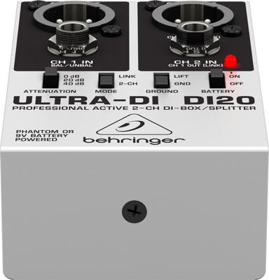 Behringer Ultra-DI DI20 Actieve 2-kanaals DI-box & splitter Behringer Ultra-DI DI20 Actieve 2-kanaals DI-box & splitter