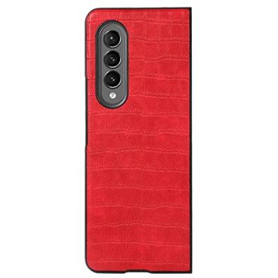 Lunso - Samsung Galaxy Z Fold4 - Croco patroon cover hoes - Rood