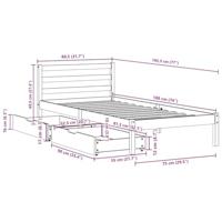 Bedframe zonder matras massief grenenhout wit 75x190 cm - thumbnail