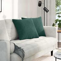 Sofa Kussens 2 pcs Donkergroen 50 x 50 cm Katoen Stof - thumbnail