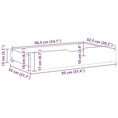 VidaXL Bedlades 2 st 95x55x17 cm massief grenenhout VidaXL Bedlades 2 st 95x55x17 cm massief grenenhout