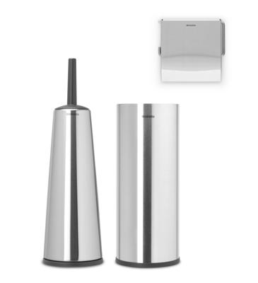 Brabantia ReNew toiletaccessoires, set - toiletborstel met houder, toiletrolhouder en reserverolhouder - Matt Steel Brabantia ReNew toiletaccessoires, set - toiletborstel met houder, toiletrolhouder en reserverolhouder - Matt Steel
