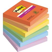 Post-it Super Sticky Notes Playful, 90 vel, ft 76 x 76 mm, geassorteerde kleuren, pak van 6 blokken - thumbnail