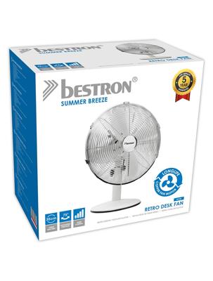 Bestron DFT35W ventilator Blauw, Wit