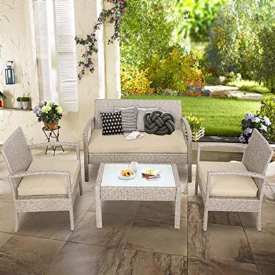 Polyrattan Tuinzitgroep 4-delig. Creme
