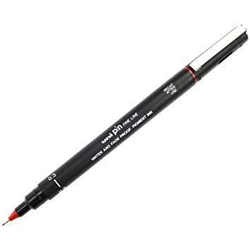 Fineliner uni-ball pin 0.3mm rood | 12 stuks