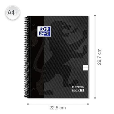 Oxford School Classic Europeanbook spiraalblok, ft A4+, 160 bladzijden, gelijnd, zwart