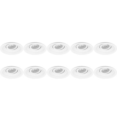 Spot Armatuur 10 Pack - Pragmi Domy Pro - GU10 Inbouwspot - Rond - Wit - Aluminium - Verdiept - Kantelbaar - Ø105mm