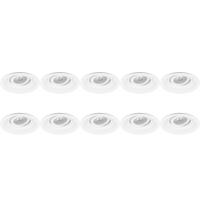 Spot Armatuur 10 Pack - Pragmi Domy Pro - GU10 Inbouwspot - Rond - Wit - Aluminium - Verdiept - Kantelbaar - Ø105mm - thumbnail
