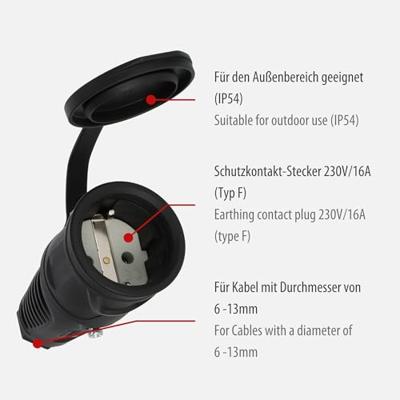 Brennenstuhl 1082050020 Stekker met randaarde Zwart IP54 Brennenstuhl 1082050020 Stekker met randaarde Zwart IP54