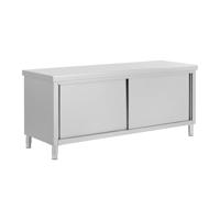 Royal Catering Onderkast van roestvrij staal met dubbele opening, eco, 200 x 70 cm, 500 kg, keukenkast, onderkast met werkblad, onderkast van roestvrij staal - thumbnail