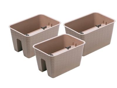 Prosperplast 3 railing bloempotten (Rechthoekig, Mokka, 39,6 x 27,2 x 22,5 cm)