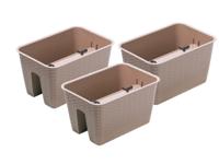 Prosperplast 3 railing bloempotten (Rechthoekig, Mokka, 39,6 x 27,2 x 22,5 cm) - thumbnail