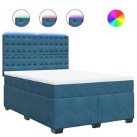 Boxspring met matras fluweel blauw 140x200 cm - thumbnail